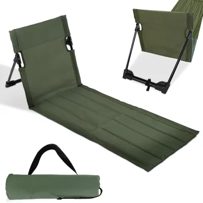 Produktbild von Strandmatte mit Rückenlehne, klappbar, 500 g, Aluminium, grün, für Camping