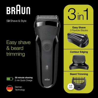 Zdjęcie produktu dla Braun 300BT Series 3 - golarka foliowa - czarna