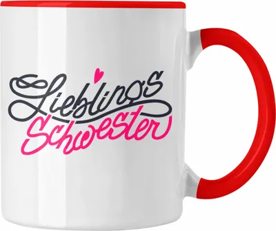 Produktbild von Trendation - Beste Schwester Tasse Geschenk von Schwester an Schwester Lieblingsschwester (Rot)