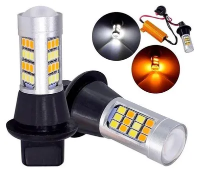 Image de Lot de 2 feux diurnes à LED avec clignotants intégrés, 12 V, 8 W, S25/1156/BA15S/P21W, compatible CAN-Bus