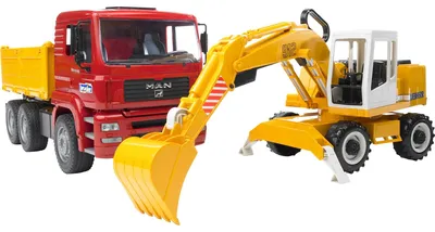 Produktbild von Bruder 02751 - MAN TGA Kipp-LKW und Liebherr Schaufelbagger