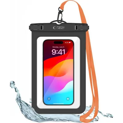 Produktbild von Tech-Protect Uwc9 Universal Wasserdichtes Gehäuse 8,9 Zoll Schwarz/Orange
