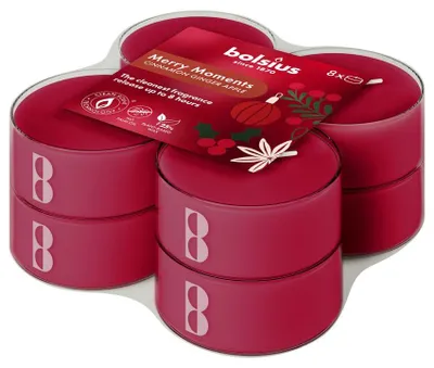Produktbild von Bolsius Duftteelichter XL merry moments 8er Pack rot
