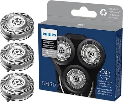 Produktbild von Philips SHAVER Series 5000 SH50 SH50/50 Ersatz-Scherköpfe, 3 Kopf/Köpfe, Chrom, S5xxx, 96 mm, 118 mm, 24 mm