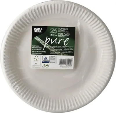 Obrázek produktu pro PAPSTAR  81202 PAPSTAR Papp-Teller "pure", rund, 230 mm, weiß, 25er