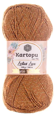 Produktbild von Glitzerwolle Kartopu Lotus Lux 100g Strickgarn Wolle mit Glitzer  Glitzergarn Sommer, Farbe:K840 hellbraun