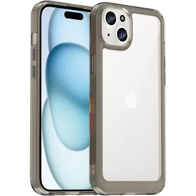 Immagine prodotto di Custodia per iPhone 15 trasparente, custodia protettiva in silicone TPU antiurto grigio titanio