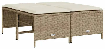 Produktbild von vidaXL Gartenhocker mit Kissen 4 Stk. Beige Poly Rattan