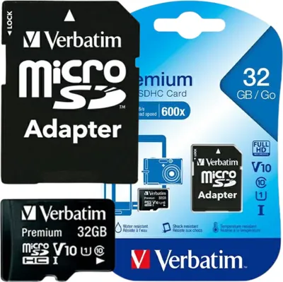 Zdjęcie produktu dla Verbatim Premium, 32 GB, MicroSDHC, Klasa 10, 90 MB/s, 10 MB/s, Czarny