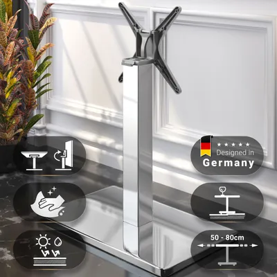 Produktbild von MADRID | Bistro Tischgestell | Edelstahl | Höhe: 72 cm | Säule: 8 x 8 cm | Fuß: 40 x 70 cm | Klappbar | Tischgestell klappbar, Gastro Tischgestell
