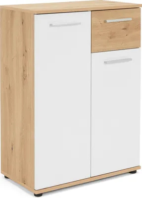 Produktbild von Kommode Standschrank Beistellkommode Highboard Schrank Anrichte "Jacklin I" Artisan Eiche/ Weiß