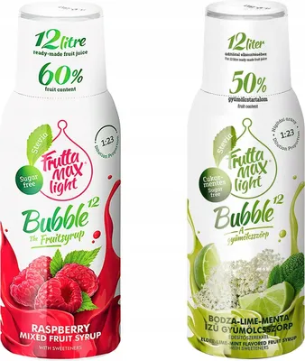 Zdjęcie produktu dla Syrop FruttaMax MALINA LIGHT 500 ml + LIMONKA MIĘTA BEZ LIGHT 500ml