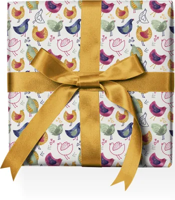 Produktbild von Lustiges Vogel Geschenkpapier: Retro Geschenkpapier, mit bunten Vögeln - G23002, 32 x 48cm