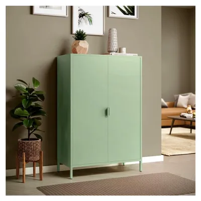 Produktbild von Ituri Metallkommode – Metallschrank mit 3 verstellbaren Fächern – Sideboard für das Wohnzimmer in Mintgrün – Aufbewahrungsschrank aus Stahl – Highboard im Industrial Design – Büroschrank/Flurschrank