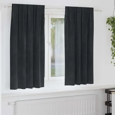 Image de Rideaux occultants 2 pcs Noir 140 x 175 cm Velours