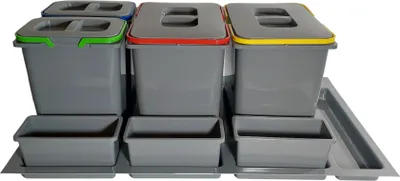 Image de Système de tri des déchets pour tiroirs - Système de tri des déchets 90cm - 4 compartiments pour déchets de cuisine