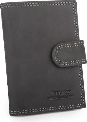 Zdjęcie produktu dla Etui Na Karty dokumenty męskie skórzane surowa skóra naturalna w stylu vintage zapinane czarne