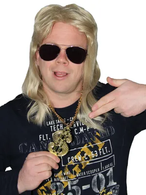 Produktbild von 3-teiliges Set: Vokuhila-Perücke, Sonnenbrille und Dollar-Kette