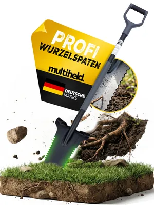 Produktbild von Wurzelspaten mit Wurzelsäge 120cm – Gartenspaten für harte Böden – Ergonomischer D-Griff & breite Trittkante – Robustes Gartenwerkzeug
