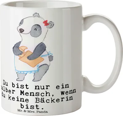 Produktbild von Mr. & Mrs. Panda Trinkbecher Bäckerin Herz - Weiß - Geschenk, Backstube, Tasse, Becher, Beruf, Bäckerei, schöne, Teetasse, Spruch, Kaffeetasse, Pott