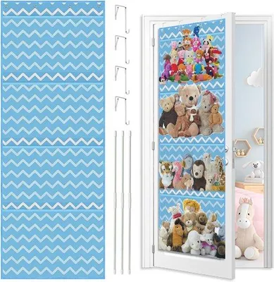 Productafbeelding van Ademende opbergzakken voor kinderkamers, met 4 grote vakken, geschikt voor speelgoed en babyaccessoires