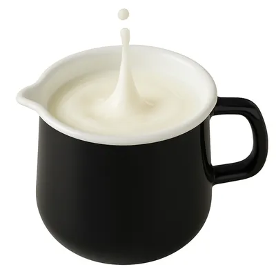 Produktbild von Emaille-Milchtopf 1,1L – mit Ausguss & Griff – Ø14 cm – für alle Herdarten – schwarz