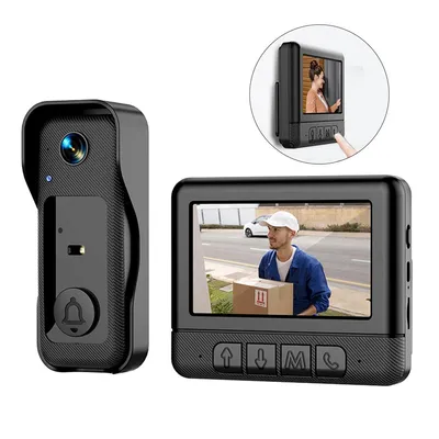 Produktbild von Kabellose Video-Türklingel mit 4,3" Display, 2,4 GHz Funk, Nachtsicht, Zwei-Wege-Audio, HD-Aufnahme, wiederaufladbar, einfache Montage