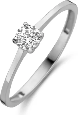 Produktbild von Neu Bling 9NBG-0631-52 Weißgold Solitär Ring mit Zirkonia - Frauen - Größe 52 - 4mm Zirkonia - 4 Fuß Chaton Fassung - 14 Karat - Weißgold