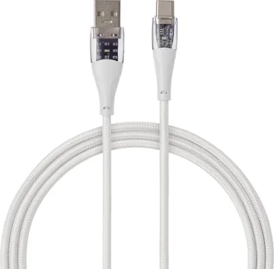 Produktbild von QUALO Transparent Nylonkabel USB-A – USB-C 1,5 m 3A Weiß QTCN-AC-00