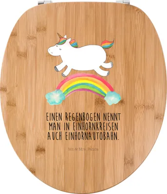Produktbild von Mr. & Mrs. Panda Klobrille Einhorn Regenbogen - Transparent - Geschenk, Toilettendeckel, Deko, Glitzer, Einhornpower, WC Sitz, Deckel, Erwachsenwerden, Unicorn, Klodeckel