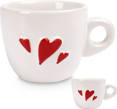 Produktbild von Orion Keramiktasse Espressotasse Tasse Kaffeetasse Kaffee Espresso Keramik weiß Herz 80 ml