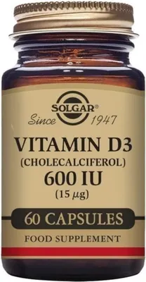 Zdjęcie produktu dla Witamina D3 (cholekalcyferol) Solgar 600 iu (60 kapsuek)