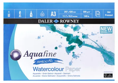 Produktbild von DAL AQUAFINE, glattes Papierblock, Format A3, 300 g/m², 12 Blatt