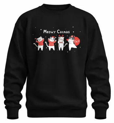 Imagen del producto de Meowy Catmas: Suéter navideño con motivos de gatos, uni, color , talla XXL. Ideal como regalo de Navidad