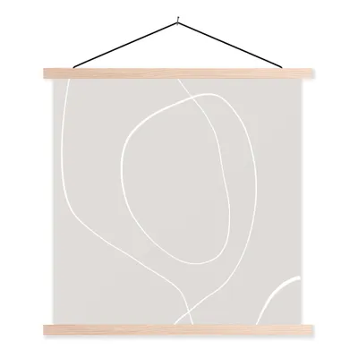Produktbild von MuchoWow® Textilposter Linienkunst - Abstrakt - Pastell 40x40 cm mit holzfarbenen Rahmen - Posterleiste