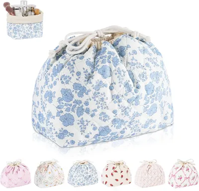 Image de Pochette de toilette grande, en coton, 17 x 10 x 17 cm, organisateur de cosmétiques pour les voyages