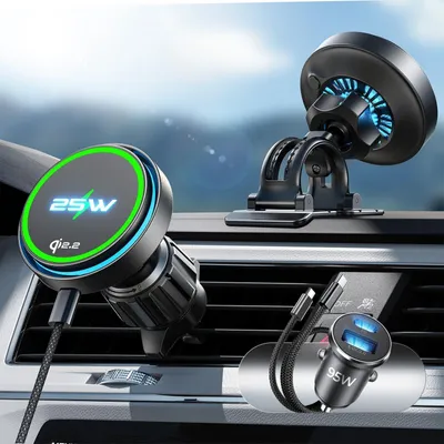 Produktbild von LISEN Magnetische Auto Handyhalterung mit 25W Wireless Charging & Lüfter – iPhone & Samsung
