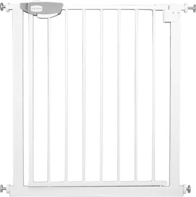 Image de Barrière de sécurité LARS360 pour enfants, à fermeture automatique Barrière d'escalier sans perçage et grillage métallique 75-85 cm de large - Blanc