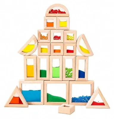 Imagen del producto de 22 piezas, ideales para el aprendizaje. Con arena y rellenos, bloques de construcción apilables, de diferentes formas geométricas, juguete para interiores y exteriores, para la habitación o el jardín