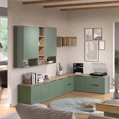 Immagine prodotto di Parete attrezzata soggiorno Vicco Wido Verde 9 parti, Model 57458