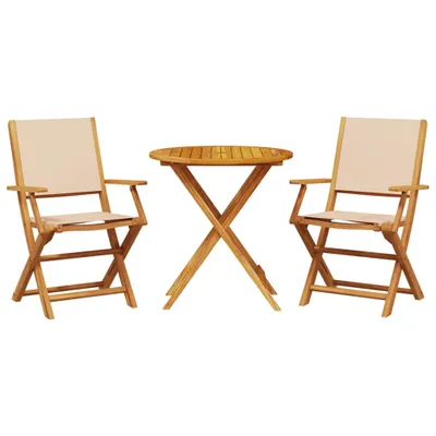 Produktbild von 3-tlg. Bistro-Set Beige Stoff und Massivholz