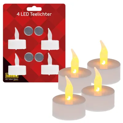 Obrázek produktu pro 408998 LED svíčky, 4 kusy, elektrické svíčky s blikajícím světlem, včetně baterií
