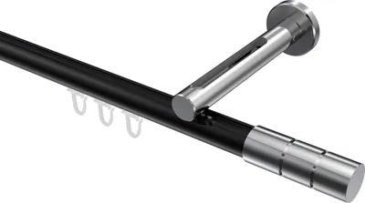 Produktbild von Interdeco Innenlaufstange / Gardinenstange mit Innenlauf Schwarz / Chrom, Typ Siteno Elanto (Rillenzylinder), 20 mm Ø 1-läufig, 540 cm