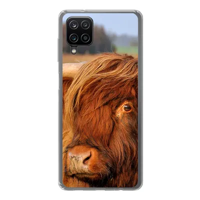 Produktbild von MuchoWow® Handyhülle Schutzhülle Hülle für Samsung Galaxy A12 Schottischer Highlander - Gras - Baum Silikon Softcase Handy Hülle - Bild