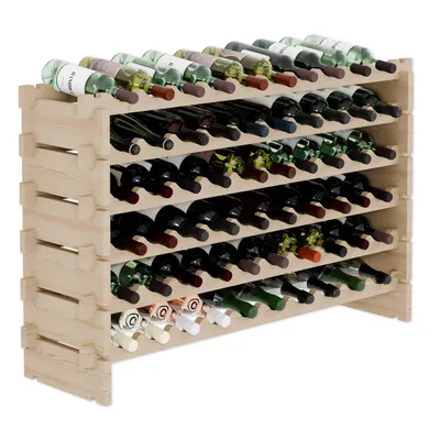 Produktbild von Lenmar Weinregal aus Holz für Flaschen, RW-STK-60, 60 Flaschen, 6 liegen, Beige, Wein, Flaschenregal, Kellerregal, Regale, Flaschenhalter, 68,3x110x30 cm
