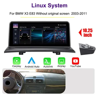 Immagine prodotto di Autoradio da 10,25 pollici con sistema iDrive - Sistema operativo Linux - Potenza di 4x45W - Design simile a un PC - Compatibile con BMW X3 E83 dal 2003 al 2012