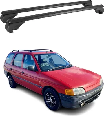 Image de Barres de toit Transversales pour Ford Escort 1991-1999 Aluminium Noir