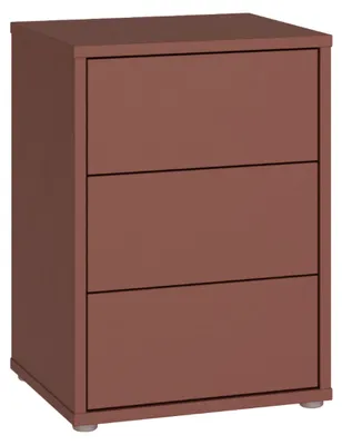 Obrázek produktu pro Forte ALICE SPRINGS, noční stolek, moderní, minimalistický design, 3 zásuvky, vhodný do ložnice, materiál: dřevovláknitá deska, barva: terakota, rozměry: 49,8 cm (šířka) x 68,7 cm (výška) x 41,5 cm (hloubka)