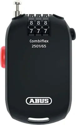 Produktbild von ABUS Spezialschloss Combiflex 2501/65 - Geeignet als Gepäcksicherung, Skischloss, Helmsicherung - 65 cm Stahlkabel - mit Zahlencode - Schwarz