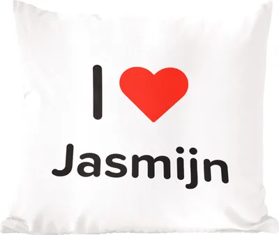Produktbild von MuchoWow® Zierkissen Sofakissen Wohnzimmer Dekokissen 40x40 cm Ich liebe - Jasmine - Mädchen - Foto Kissen - Schlafzimmer Dekoration